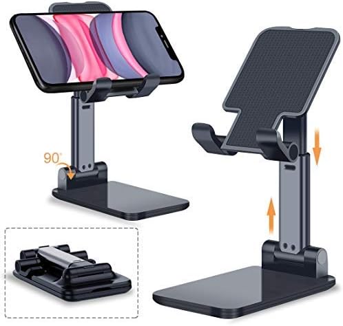 YaYa Cell Phone Stand, Multi-Angle Adjustable Desk Cell Phone Holder Mount Compatible with All Smartphones, iPad (Black)