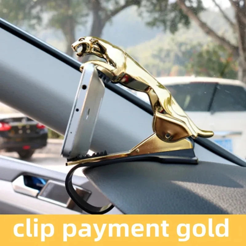 Car phone stand New Jaguar Cheetah HUD car phone stand Leopard phone GPS stand 360 degree installation adjustable clip stand