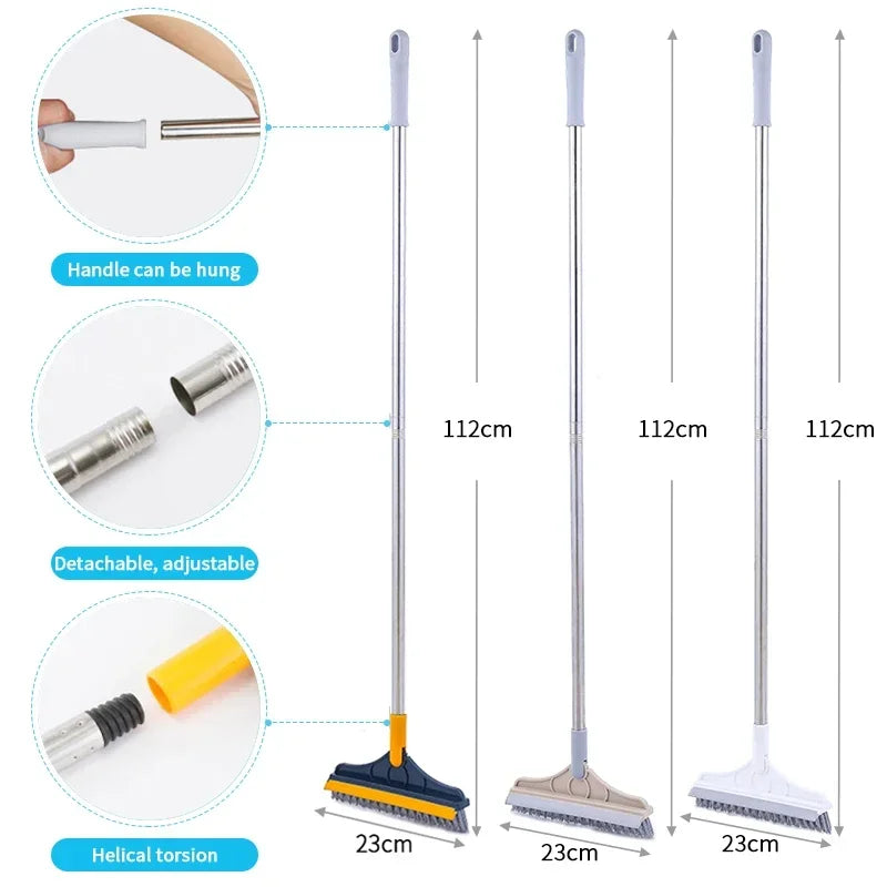 2 in 1 Adjustable V-Shape Cleaning Brush Floor Scrub Magic Broom With Long Handle and Squeegee Bathroom Tile Window Clean Tools