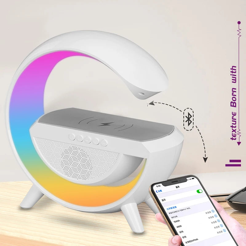 3 In1 Wireless Bluetooth Speaker Intelligent Atmosphere Light Wireless Charger 360 Stereo Surround Multiple Interfaces Speaker