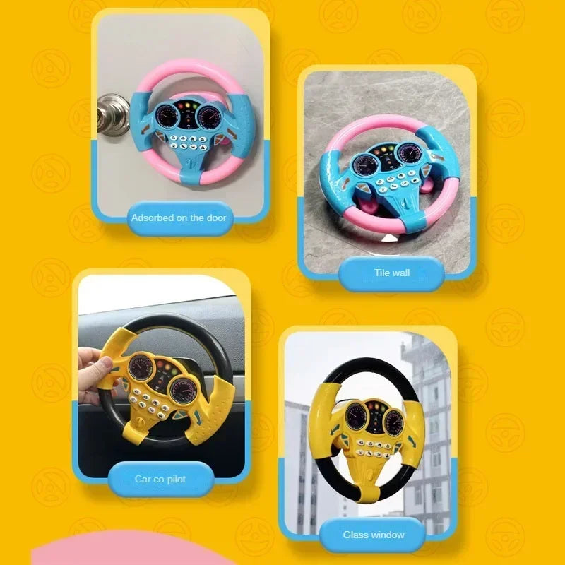 Shining Simulation Steering Wheel Toy Children Early Education Copilot Stroller Steering Wheel Vocal Toys