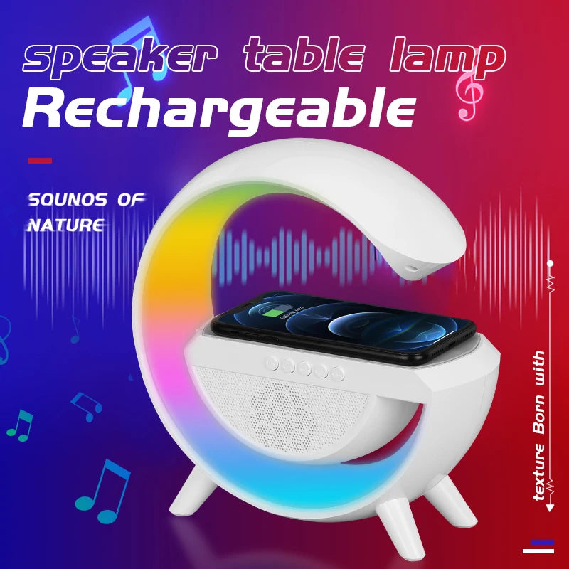 3 In1 Wireless Bluetooth Speaker Intelligent Atmosphere Light Wireless Charger 360 Stereo Surround Multiple Interfaces Speaker