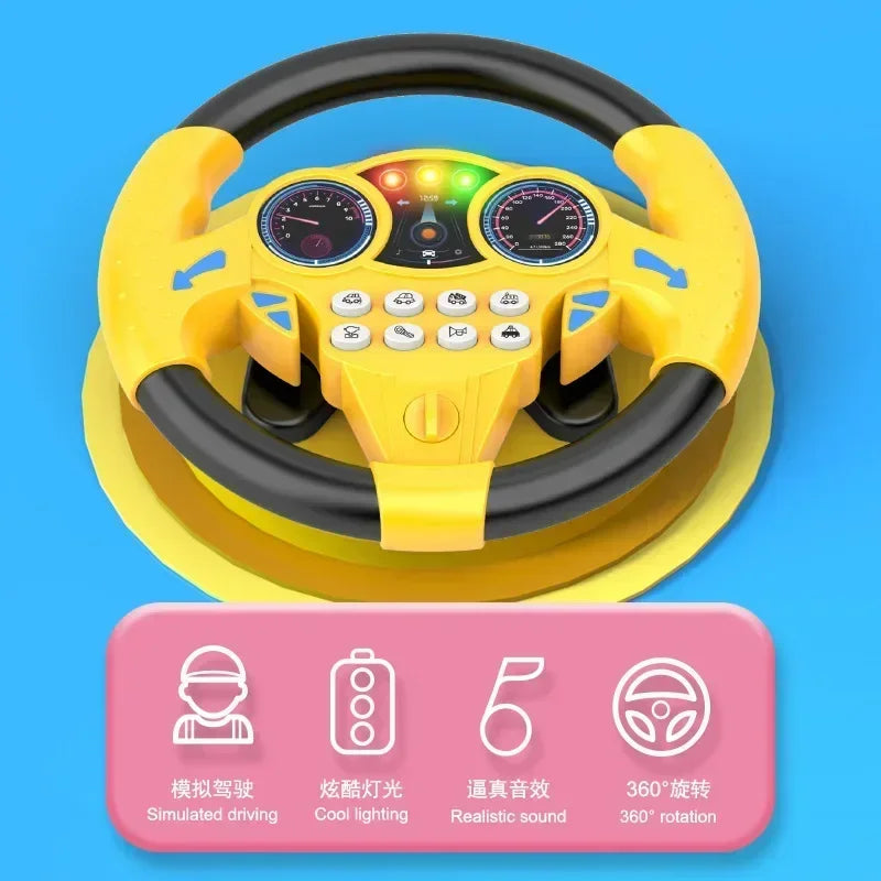 Shining Simulation Steering Wheel Toy Children Early Education Copilot Stroller Steering Wheel Vocal Toys