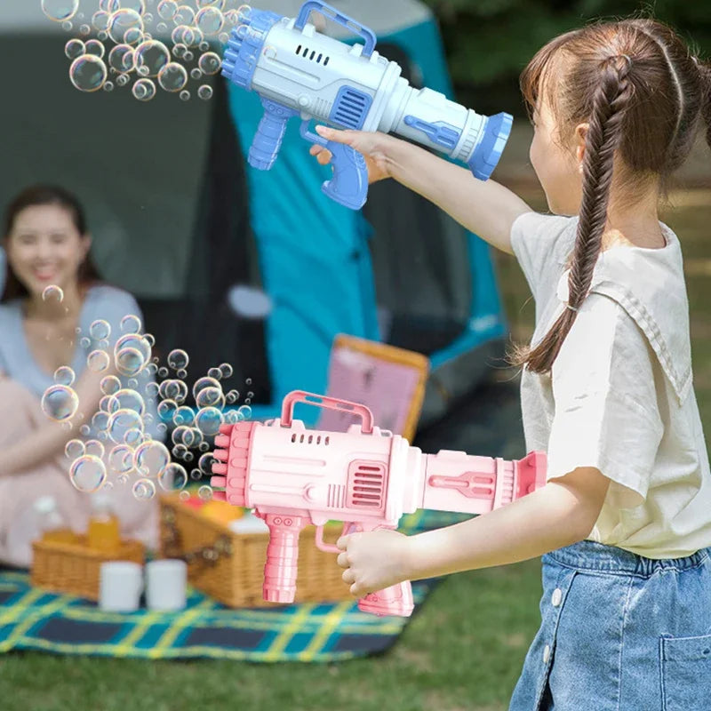 32 Holes Bubble Bazooka Gun Rocket Soap Bubbles Machine Gun Shape Automatic Blower Outdoor Toys Gifts for Children Bubble Gun