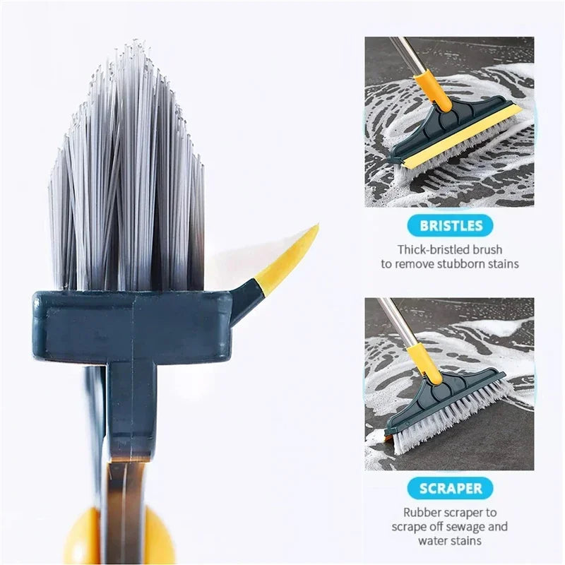 2 in 1 Adjustable V-Shape Cleaning Brush Floor Scrub Magic Broom With Long Handle and Squeegee Bathroom Tile Window Clean Tools