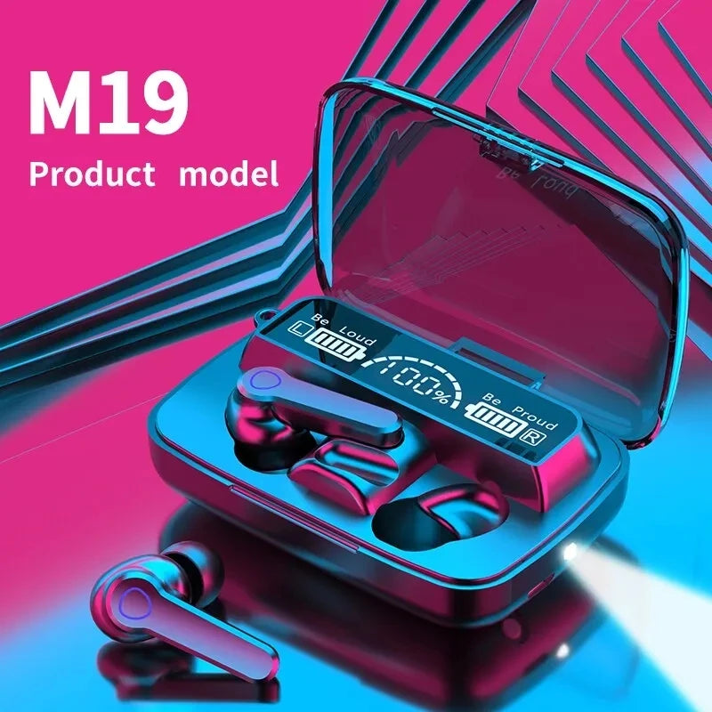 Original M19 Bluetooth Headset Wireless In-Ear Sports Intelligente Touch Led Displaymirror Warehouse Charging Treasure Earphone