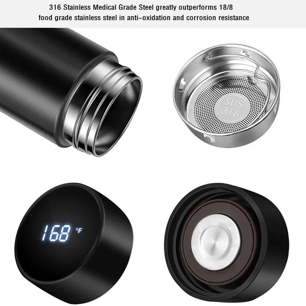 500Ml Digital Thermos Bottle Smart Cup With Temperature Display 304 Stainless Steel Vacuum Insulated Intelligent Coffee Cup