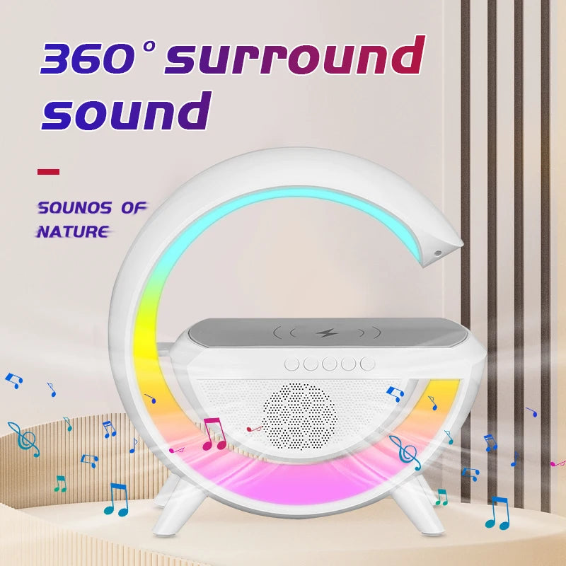 3 In1 Wireless Bluetooth Speaker Intelligent Atmosphere Light Wireless Charger 360 Stereo Surround Multiple Interfaces Speaker