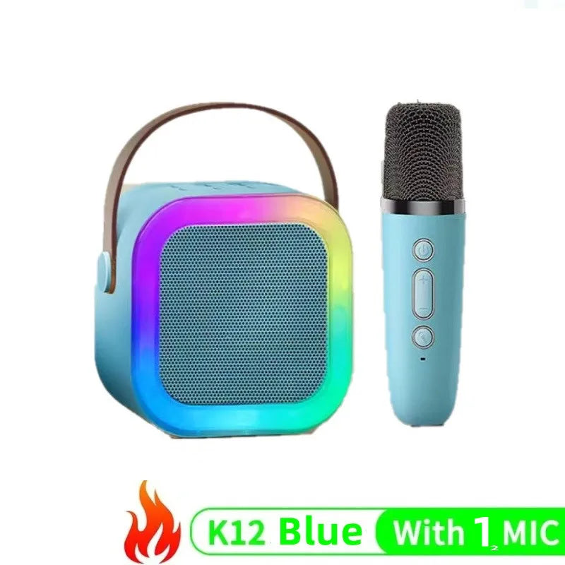 K12 Wireless Microphone Karaoke Machine Bluetooth Speaker KTV HIFI Stereo Sound RGB Colorful LED Lights For Outdoor Home Party