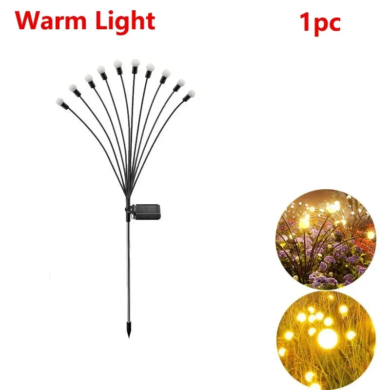 Solar Garden Lamp Outdoor Landscape Patio Decoration Lights 6/8 LEDs Waterproof Firework Firefly Lawn Lamps for Courtyard Street