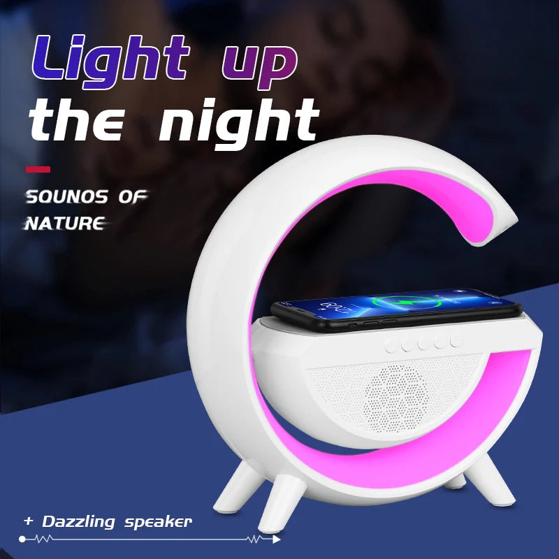 3 In1 Wireless Bluetooth Speaker Intelligent Atmosphere Light Wireless Charger 360 Stereo Surround Multiple Interfaces Speaker