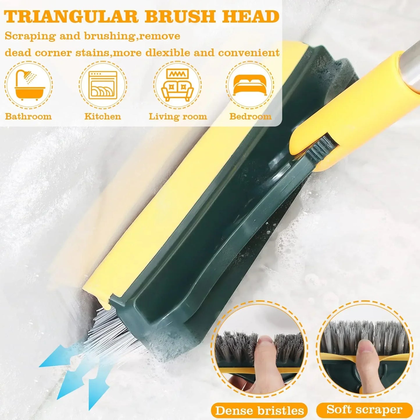 2 in 1 Adjustable V-Shape Cleaning Brush Floor Scrub Magic Broom With Long Handle and Squeegee Bathroom Tile Window Clean Tools