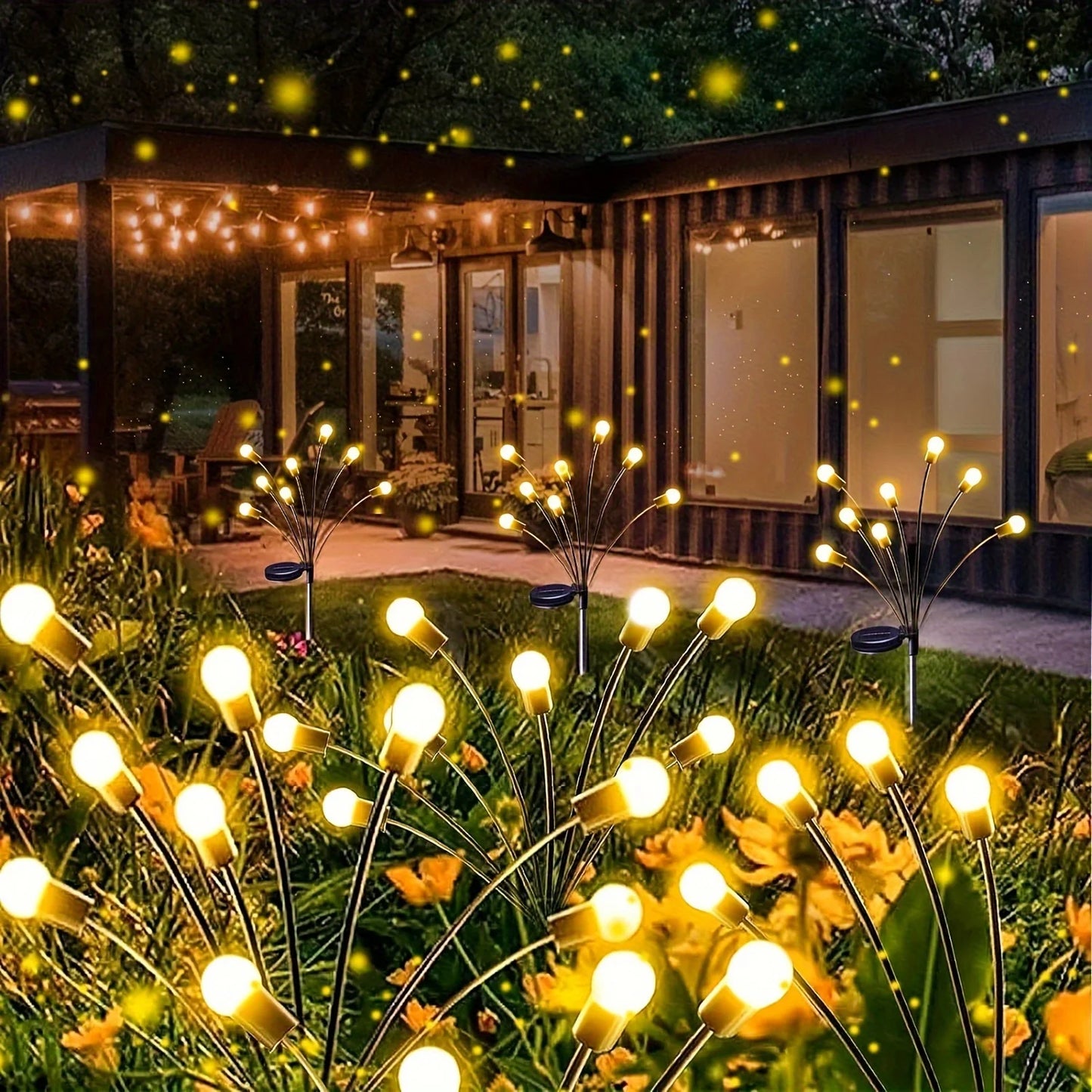 Solar Garden Lamp Outdoor Landscape Patio Decoration Lights 6/8 LEDs Waterproof Firework Firefly Lawn Lamps for Courtyard Street