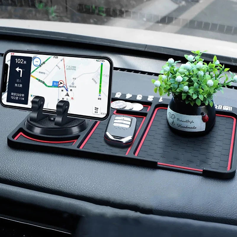 Car Silicone Parking Card 4-in-1 Non-Slip Phone Pad Car Parking Number Card Anti-Slip Mat Car Dashboard Support Navigation Frame