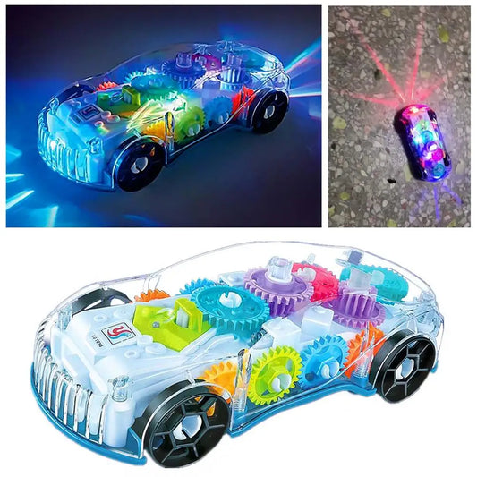 Children's Flash New Concept Electric Universal Flash Racing Car Transparent Gears Colorful Lights Electric Music Children's Toy