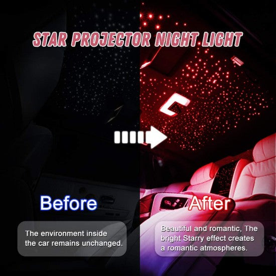 USB Star Projector Night Light, Car Roof Lights, Portable Adjustable Romantic Interior Car Lights, Portable USB Night Light Decorations for Car, Ceiling, Bedroom (Red)